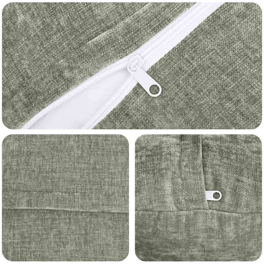 Housse de coussin 6 pcs HEERLEN Vert Ø 30 cm Tissu Chenille - 4