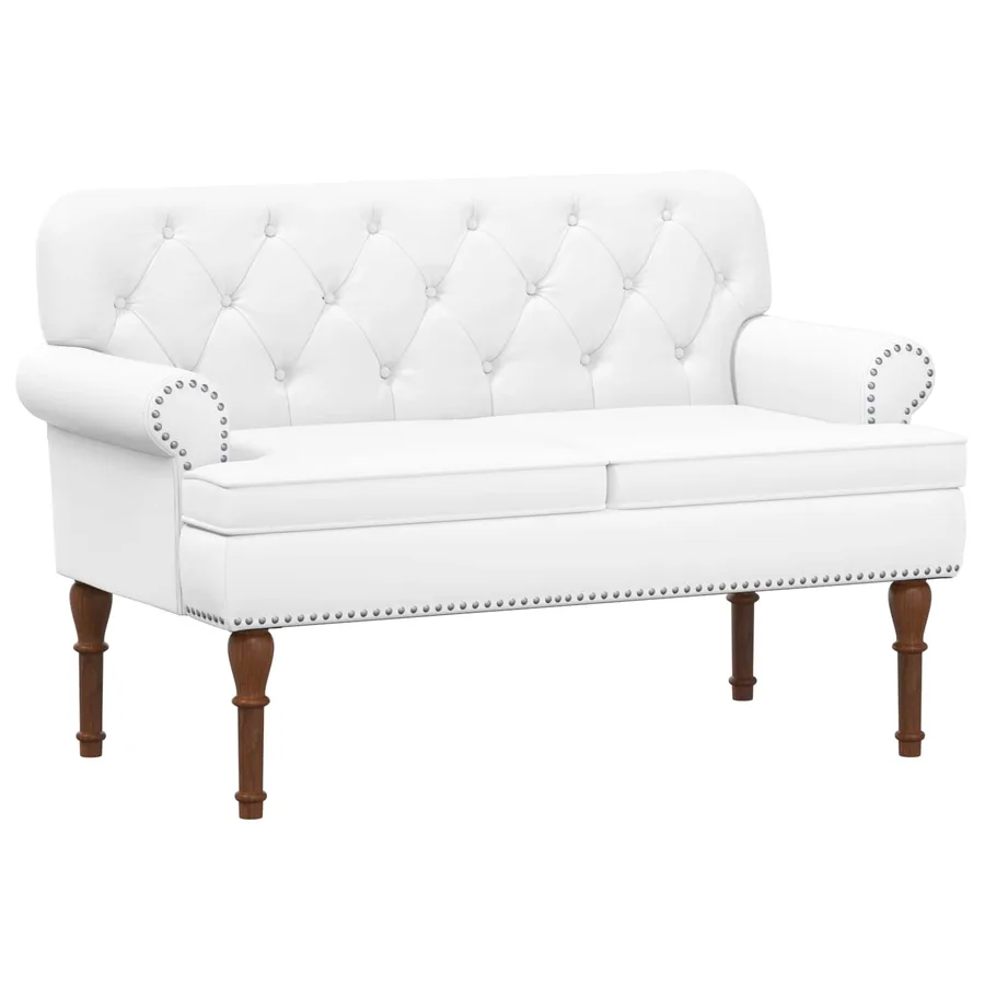 Canapé love seat avec capitonnage en boutons Blanc Simili cuir - 2