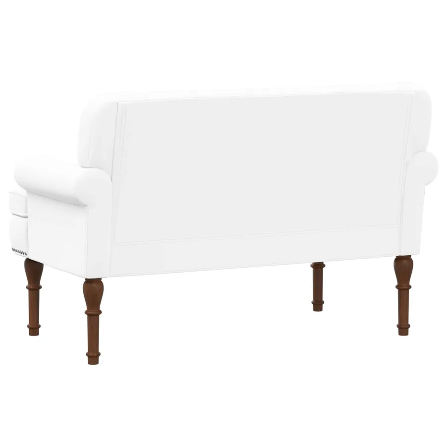 Canapé love seat avec capitonnage en boutons Blanc Simili cuir - 5