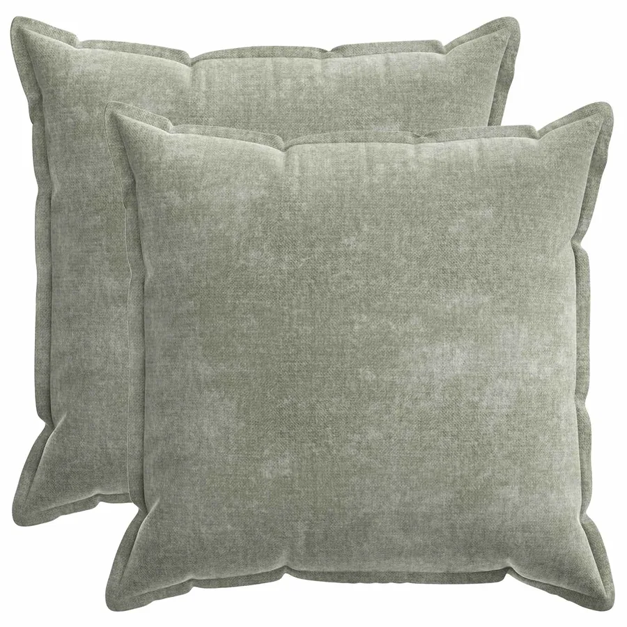 Housse de coussin 2 pcs HOUTEN Vert 70 x 70 cm Tissu Chenille