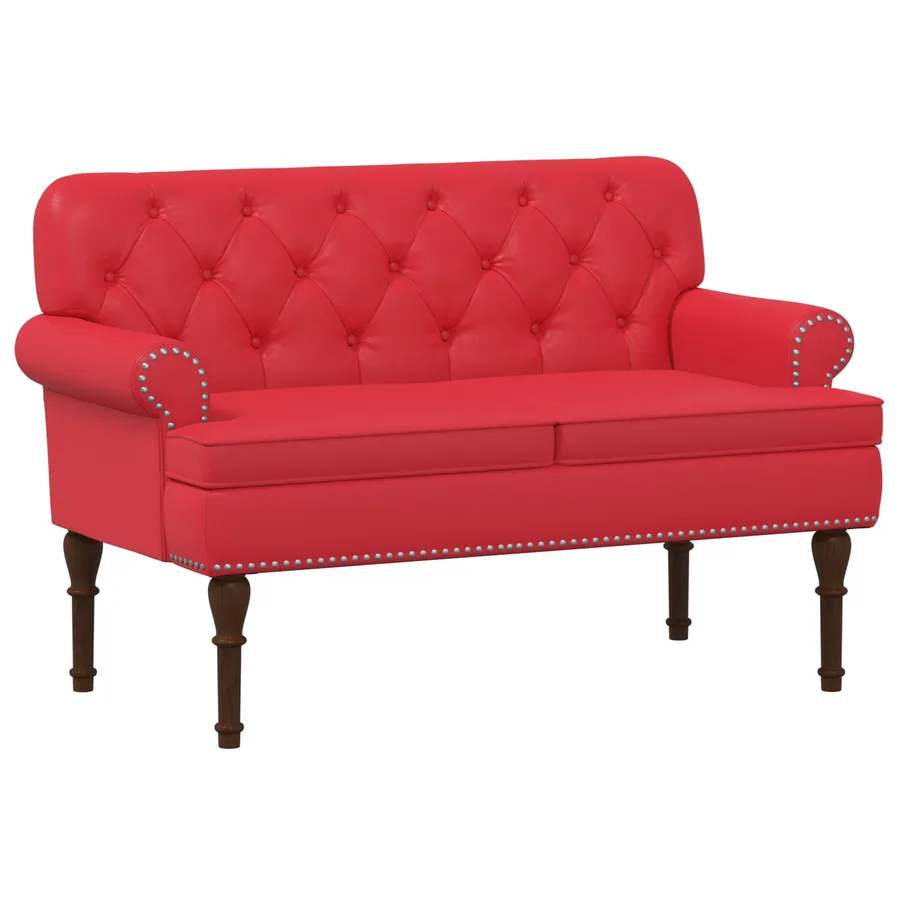 Canapé love seat avec capitonnage en boutons Rouge Simili cuir - 2