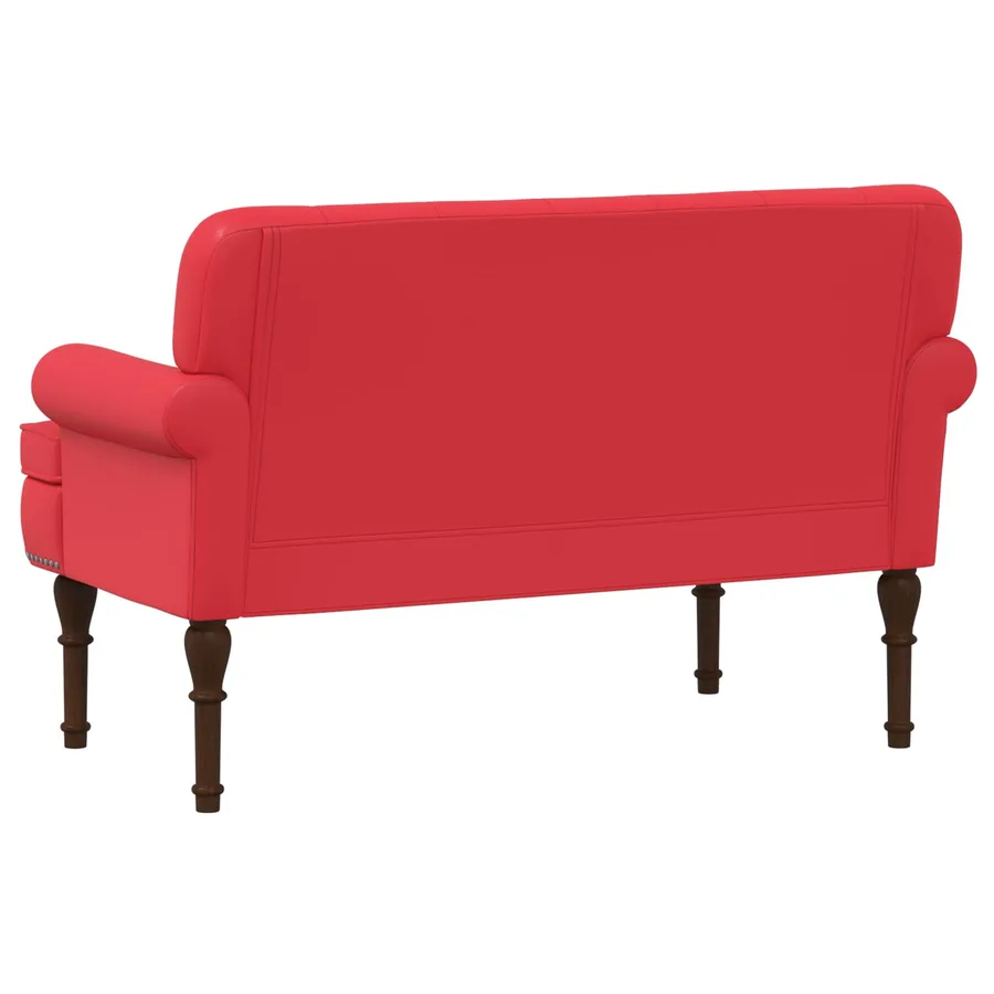Canapé love seat avec capitonnage en boutons Rouge Simili cuir - 5
