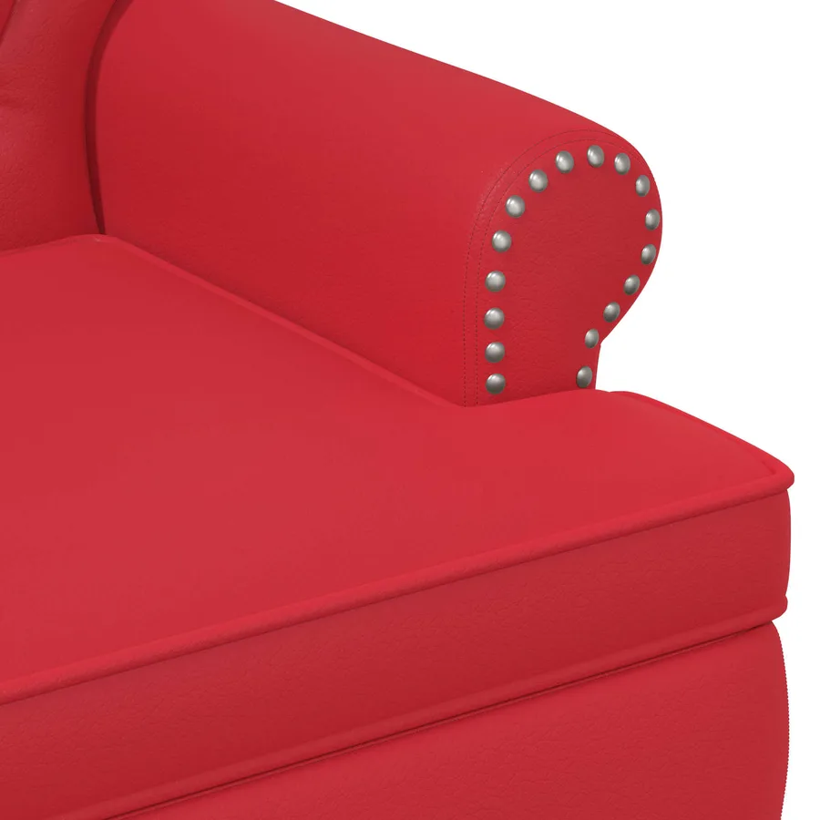 Canapé love seat avec capitonnage en boutons Rouge Simili cuir - 6