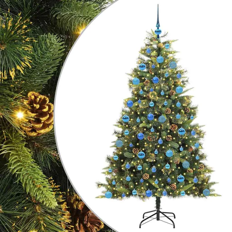 Sapin de Noël artificiel avec branches pliables et cônes 180 cm - 2