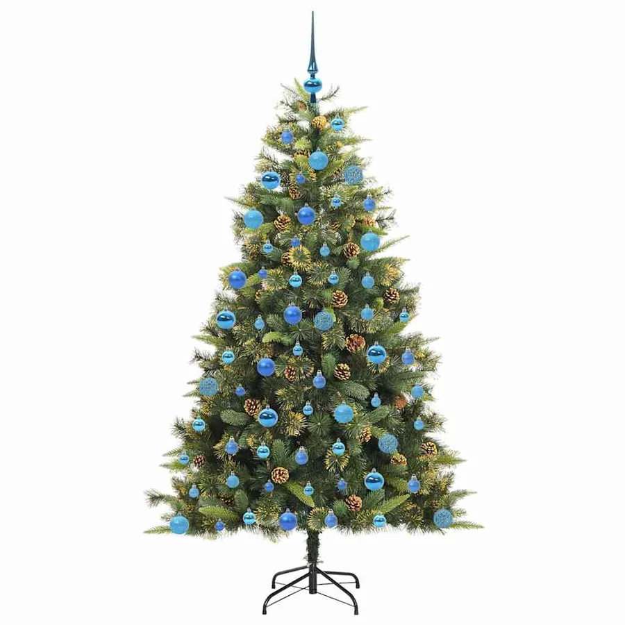 Sapin de Noël artificiel avec branches pliables et cônes 180 cm - 4