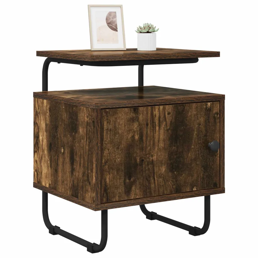 Table de chevet 2 pc Chêne fumé Bois d'ingénierie - 2