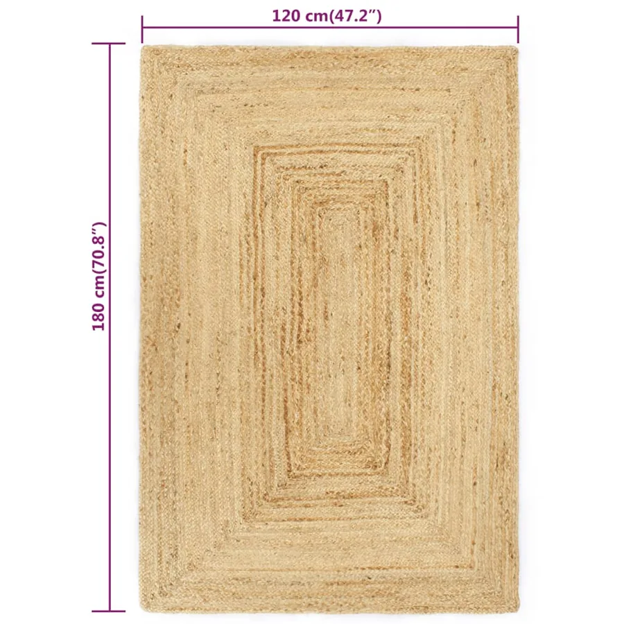 Tapis fait à la main Jute Naturel 120x180 cm - 5