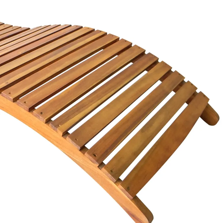 Chaise longue Bois d'acacia solide Marron - 4