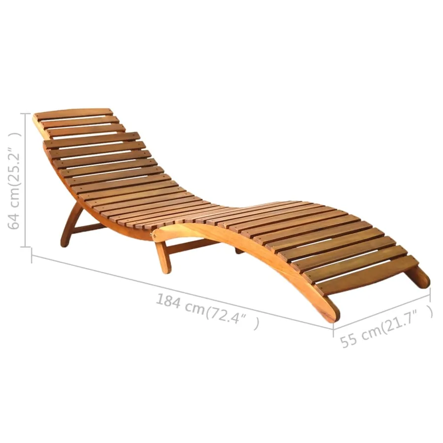 Chaise longue Bois d'acacia solide Marron - 5