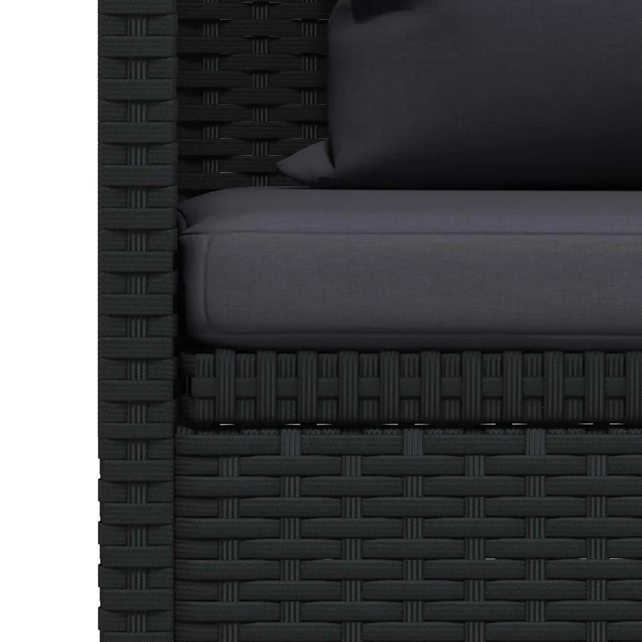Lit de jardin avec coussin et oreiller Résine tressée Noir - 10