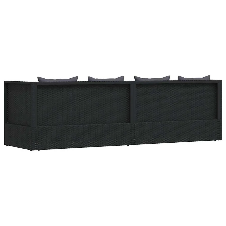 Lit de jardin avec coussin et oreiller Résine tressée Noir - 8