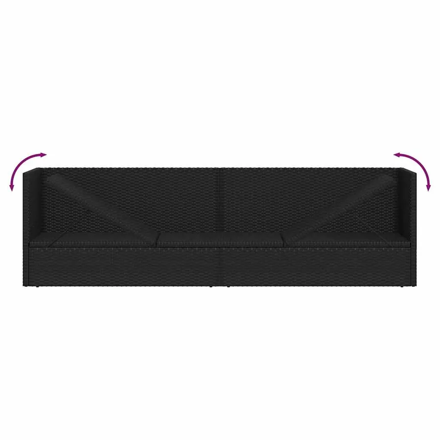 Lit de jardin avec coussin et oreiller Résine tressée Noir - 9
