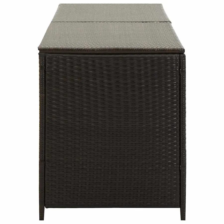 Boîte de rangement de jardin résine tressée 200x50x60 cm marron - 5