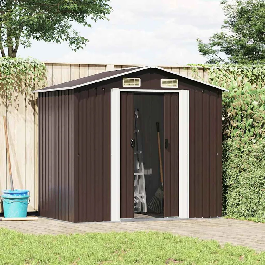 Abri de stockage pour jardin Marron 204x132x186 cm Acier - 2
