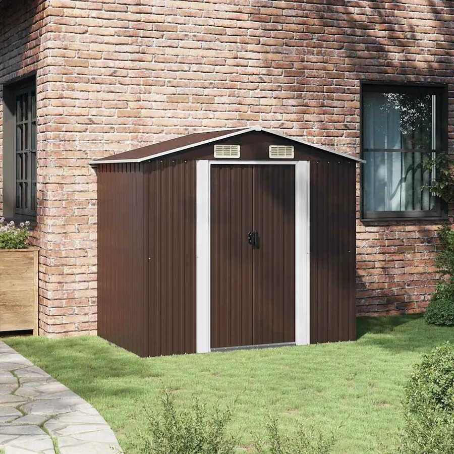 Abri de stockage pour jardin Marron 204x132x186 cm Acier - 3