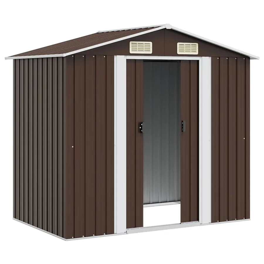 Abri de stockage pour jardin Marron 204x132x186 cm Acier - 4