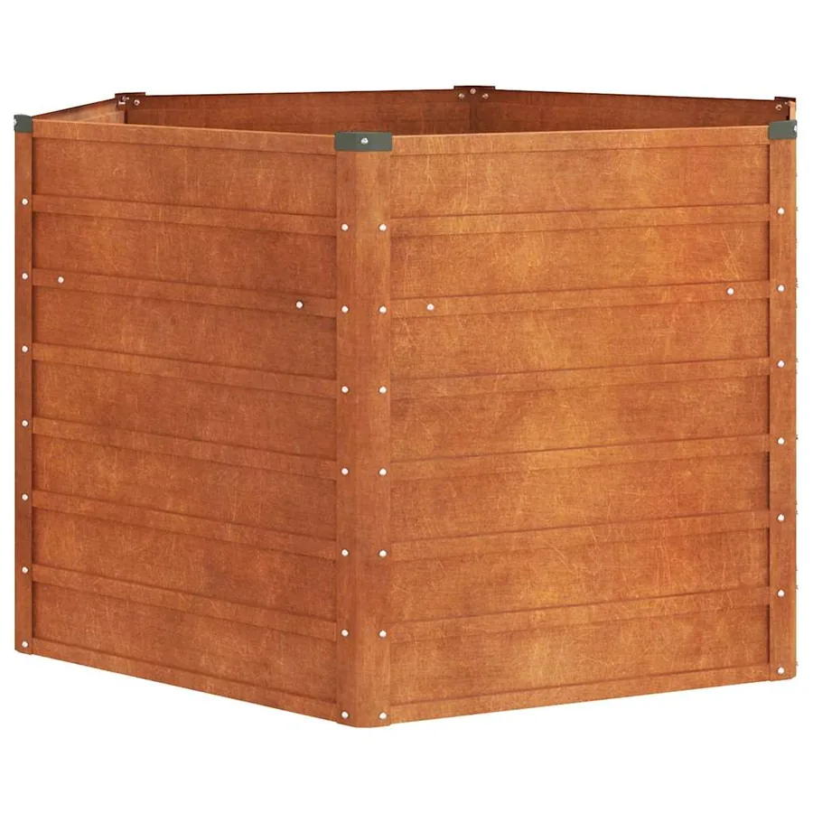 Lit surélevé de jardin rouillé 129x129x77 cm acier corten - 2
