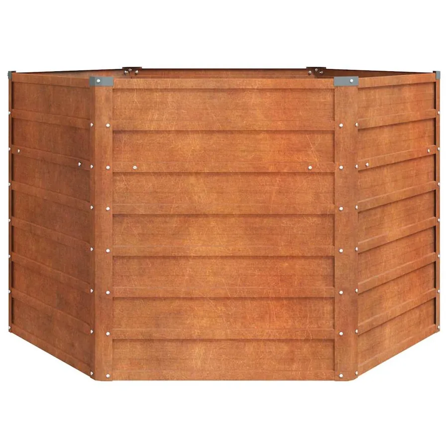 Lit surélevé de jardin rouillé 129x129x77 cm acier corten - 4