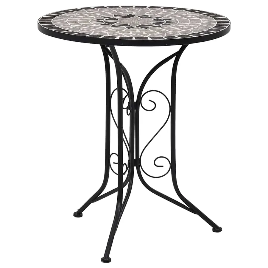 Table de bistro mosaïque Gris 60 cm Céramique