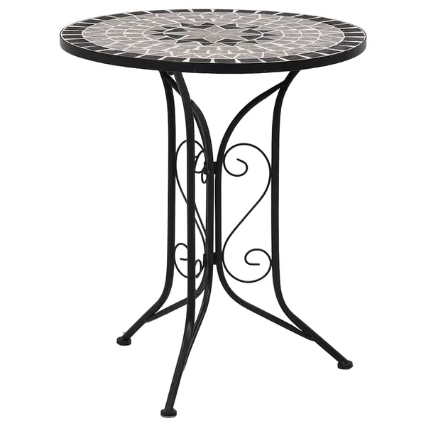 Table de bistro mosaïque Gris 60 cm Céramique