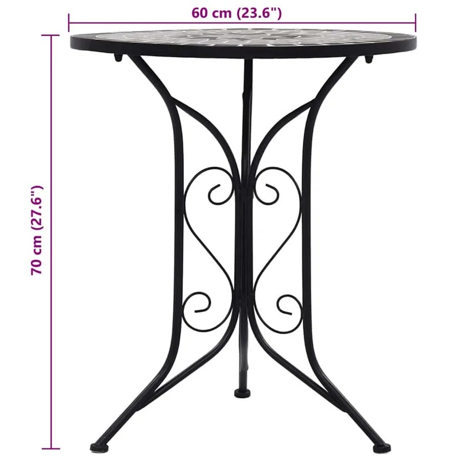 Table de bistro mosaïque Gris 60 cm Céramique - 7