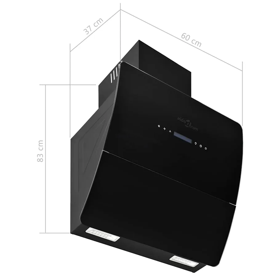 Hotte murale acier inoxydable 756 m³/h 60 cm Noir - 9