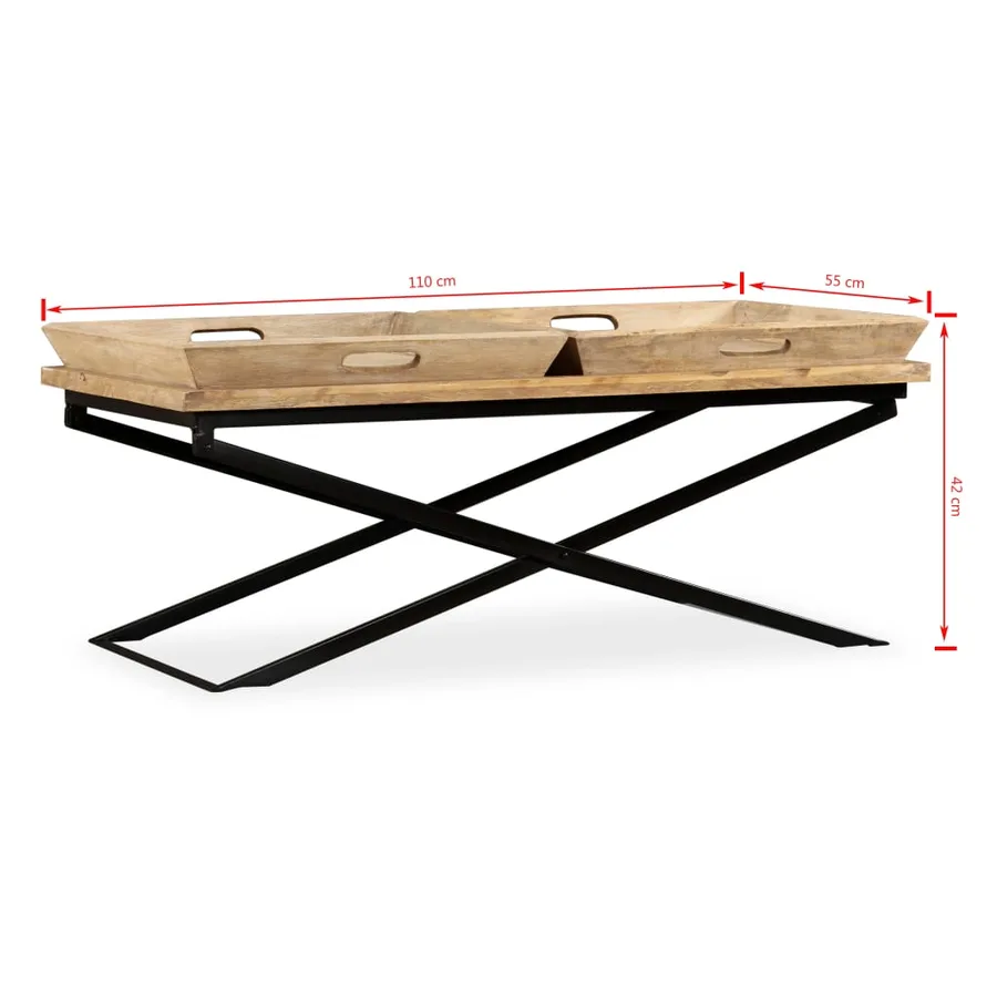 Table basse Bois de manguier massif 110x55x42 cm - 11