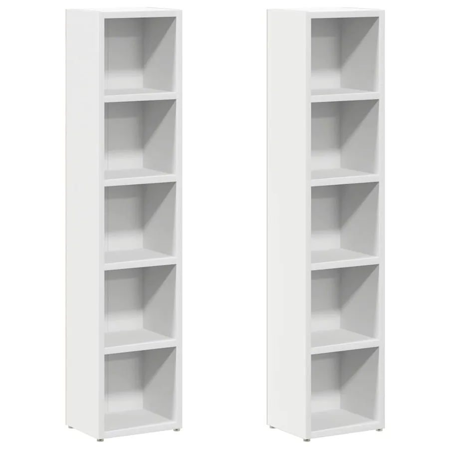 Armoires à CD 2 pcs Blanc 21x16x93,5 cm Aggloméré - 2