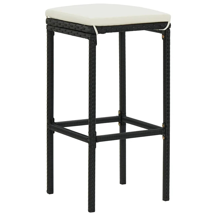 Tabourets de bar avec coussins lot de 2 noir résine tressée - 2