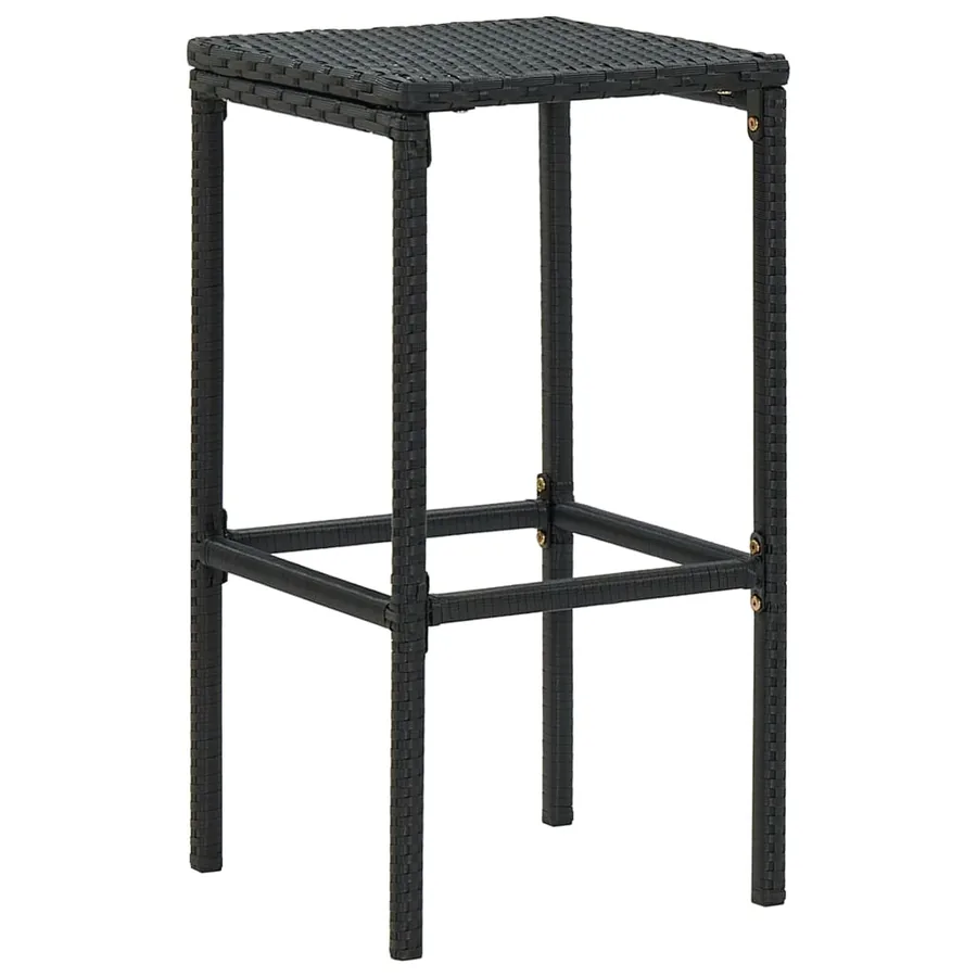 Tabourets de bar avec coussins lot de 2 noir résine tressée - 3