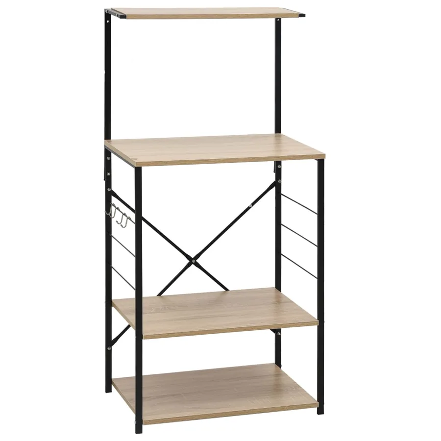 Armoire à micro-ondes noir et chêne 60x39,6x123 cm - 2