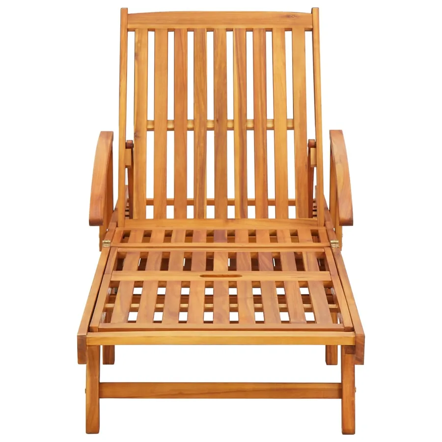 Chaise longue de jardin avec coussin Bois d'acacia solide - 15