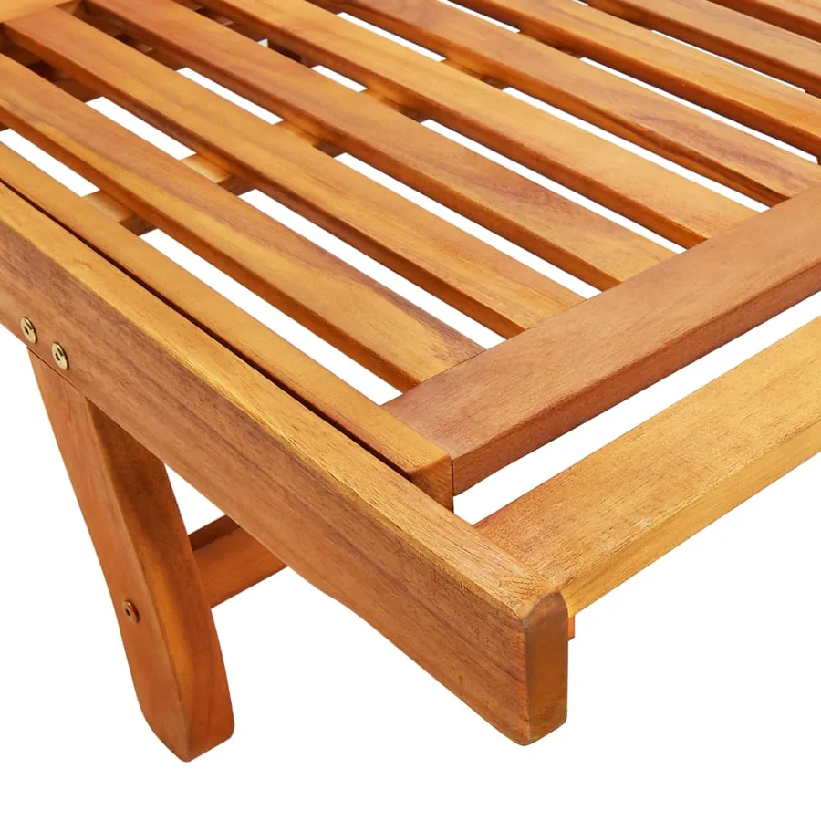 Chaise longue de jardin avec coussin Bois d'acacia solide - 6