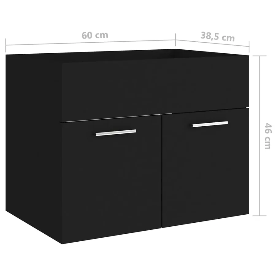 Armoire d'évier avec lavabo intégré Noir Aggloméré - 14