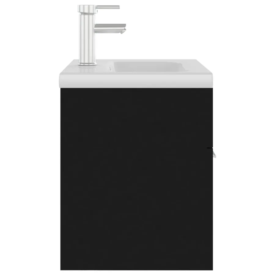 Armoire d'évier avec lavabo intégré Noir Aggloméré - 6