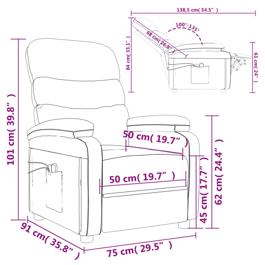 Fauteuil électrique de massage Gris foncé Tissu - 14