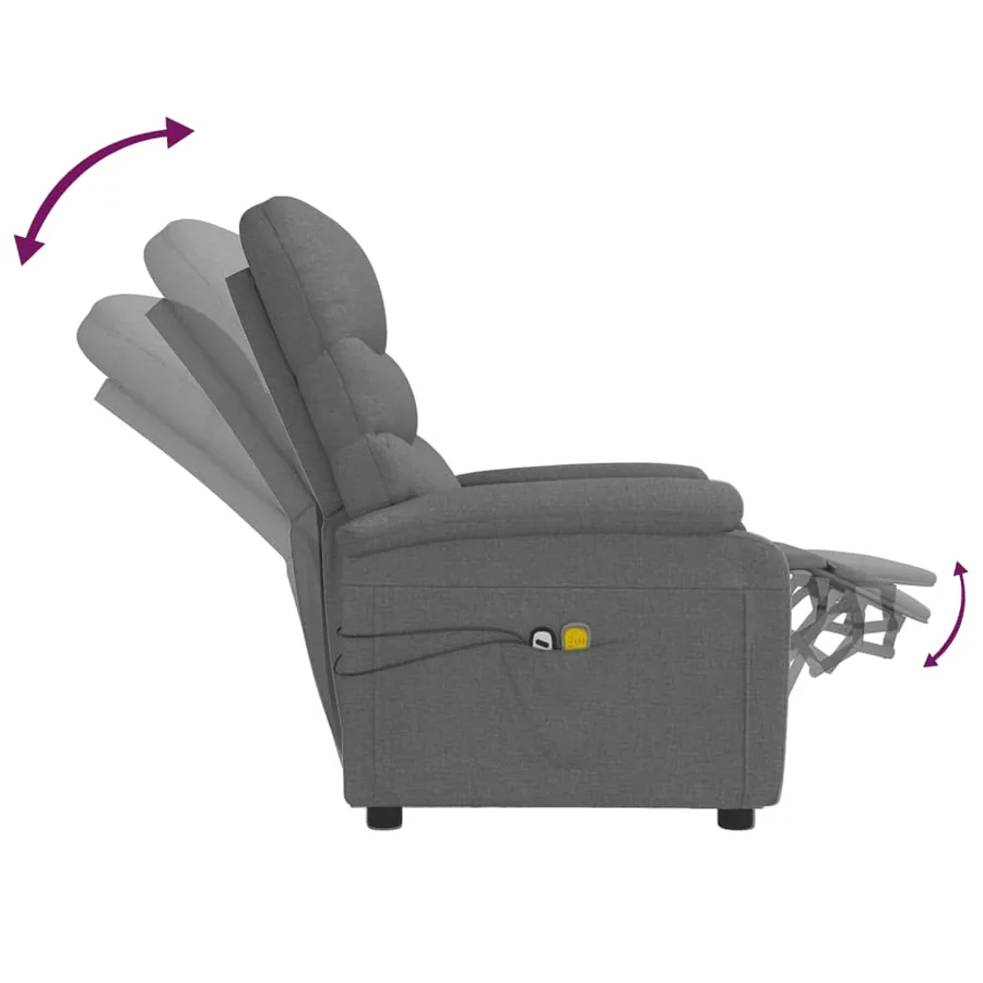 Fauteuil électrique de massage Gris foncé Tissu - 7