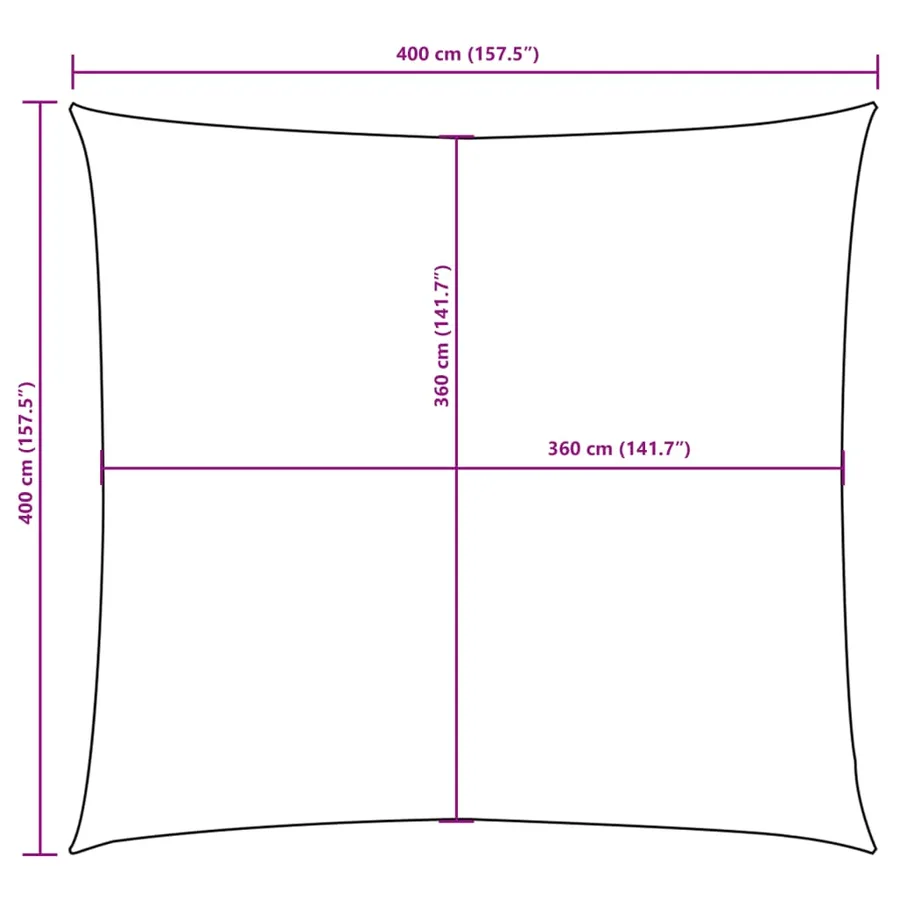 Voile de parasol tissu oxford carré 4x4 m beige - 10