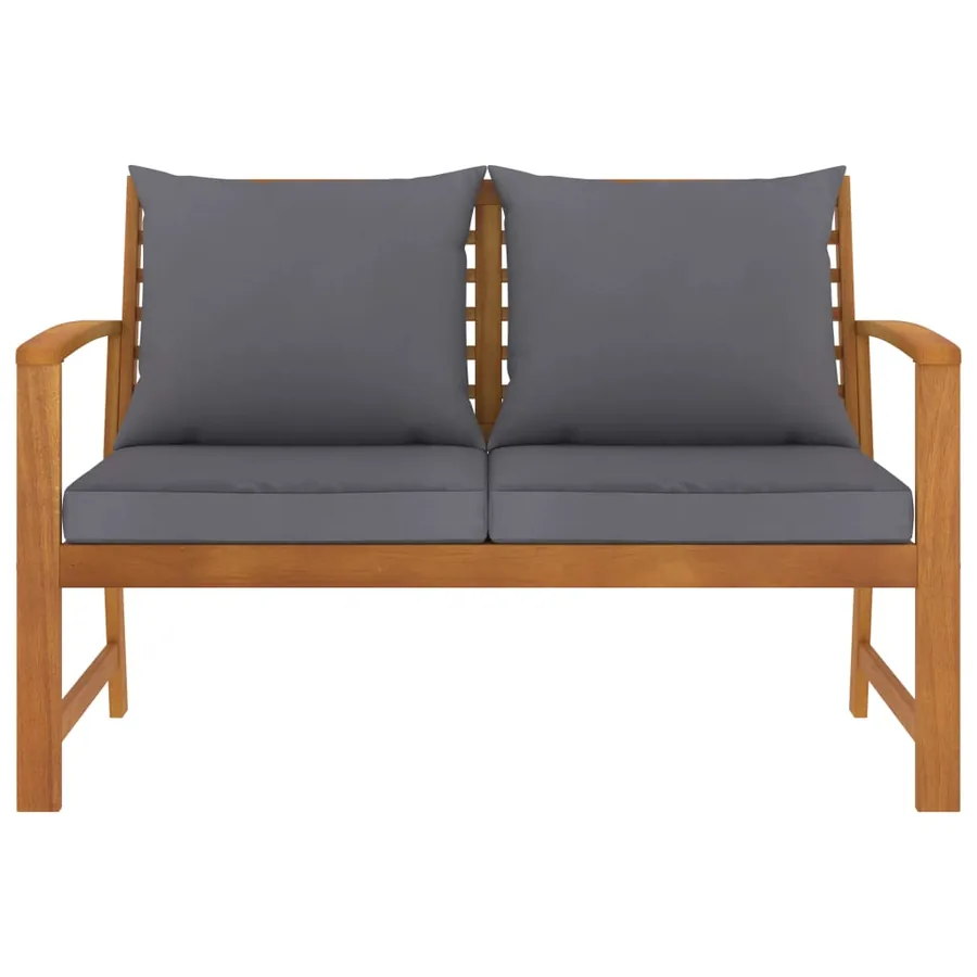 Banc de jardin 120cm et coussin gris foncé Bois solide d'acacia - 2