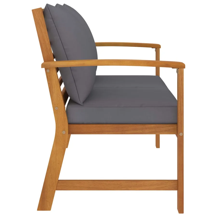 Banc de jardin 120cm et coussin gris foncé Bois solide d'acacia - 3