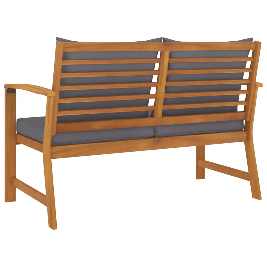 Banc de jardin 120cm et coussin gris foncé Bois solide d'acacia - 4