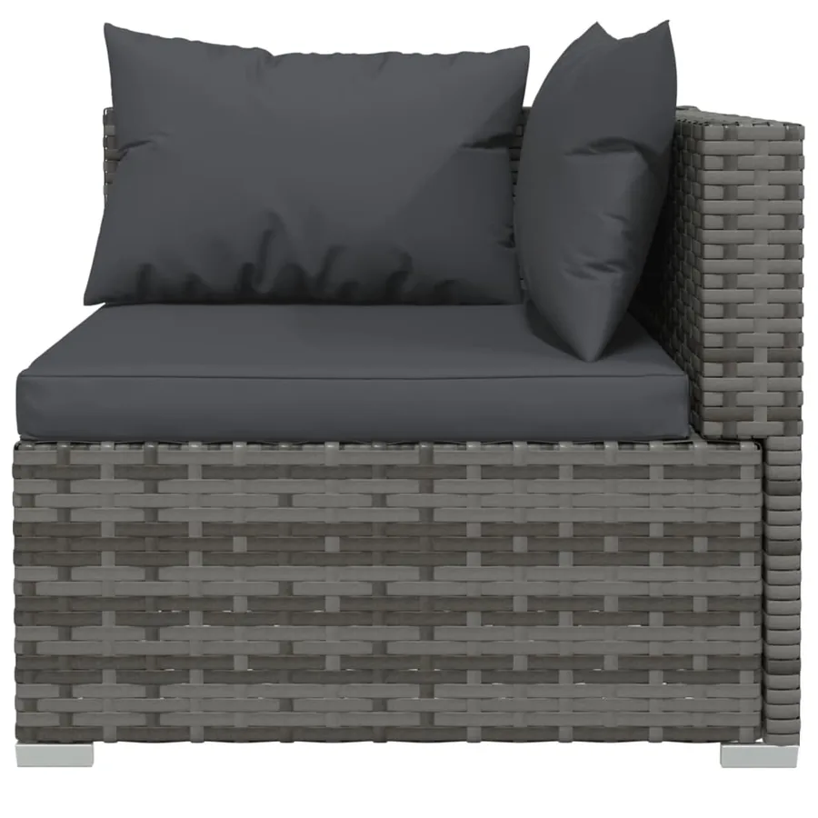 Salon de jardin 3 pcs avec coussins Gris Résine tressée - 6