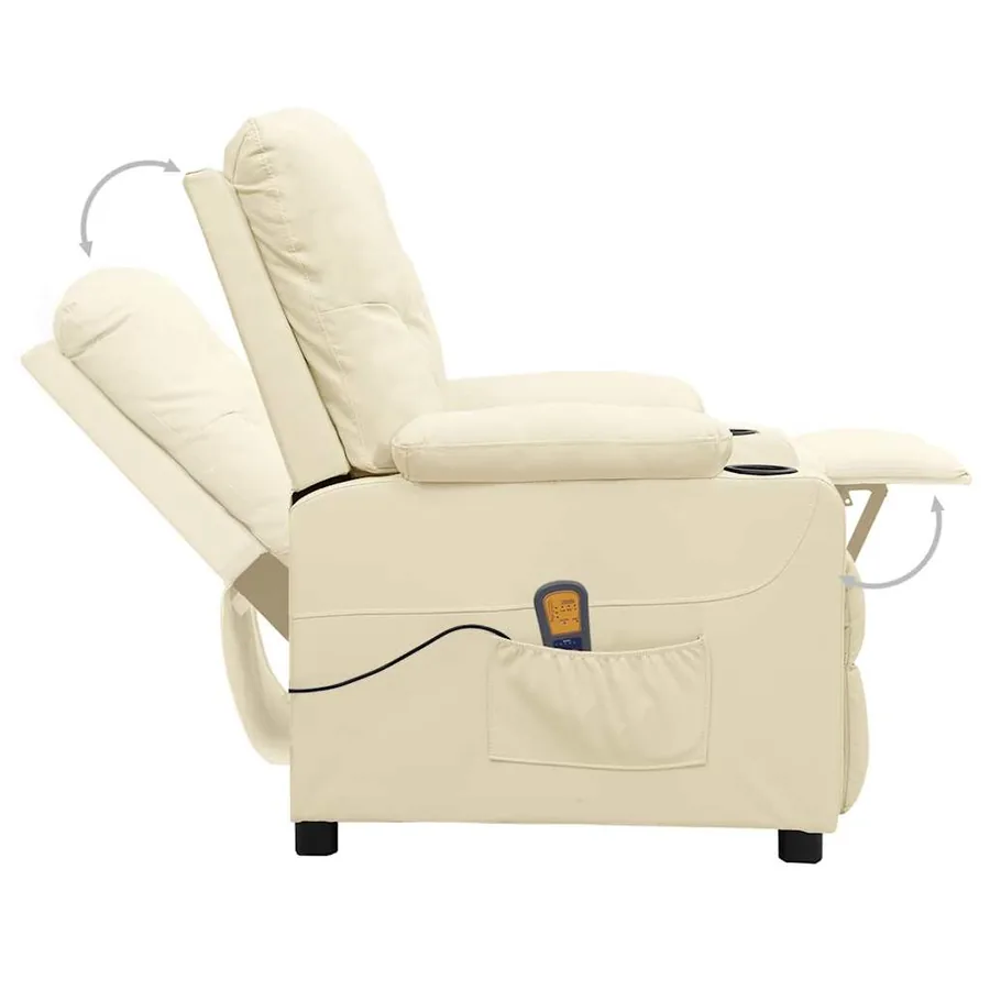 Fauteuil de massage Crème Similicuir - 4