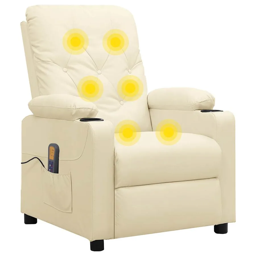 Fauteuil de massage Crème Similicuir - 6
