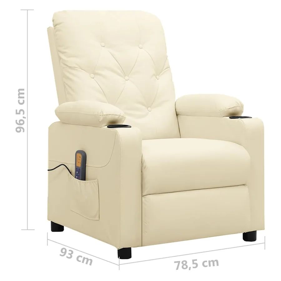 Fauteuil de massage Crème Similicuir - 9
