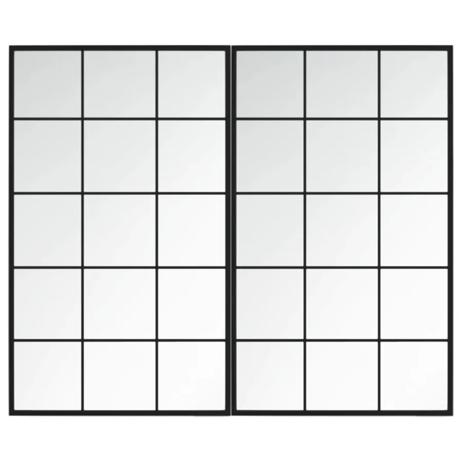 Miroirs muraux 2 pcs noir 100x60 cm métal - 2