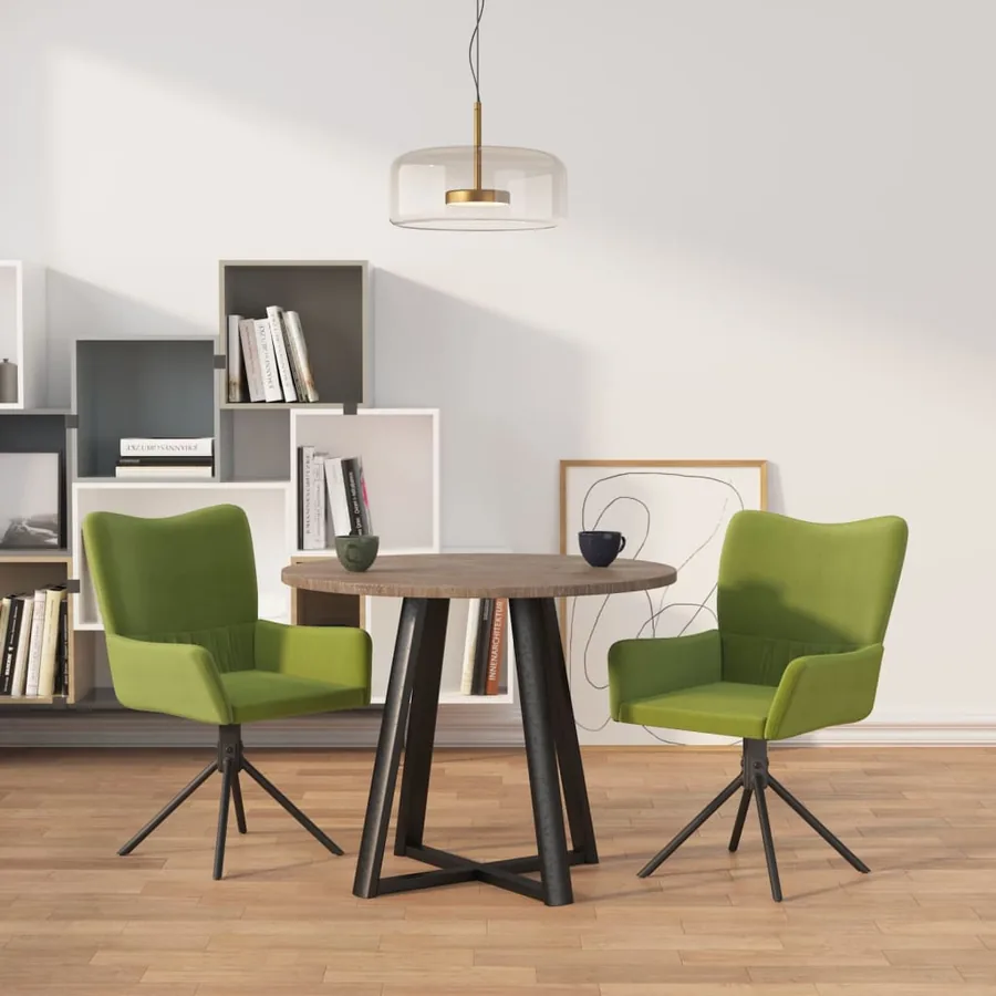 Chaises pivotantes à manger lot de 2 Vert clair Velours