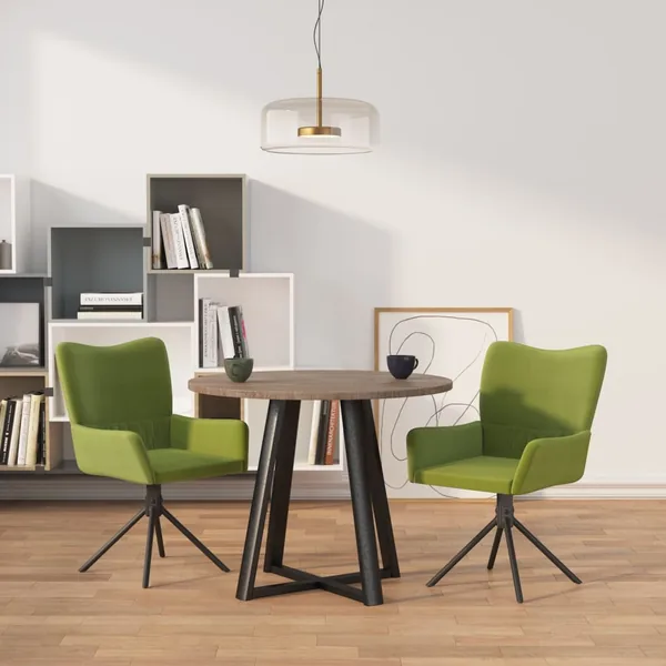 Chaises pivotantes à manger lot de 2 Vert clair Velours