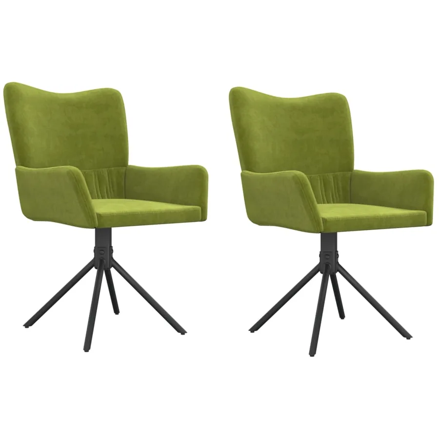 Chaises pivotantes à manger lot de 2 Vert clair Velours - 2
