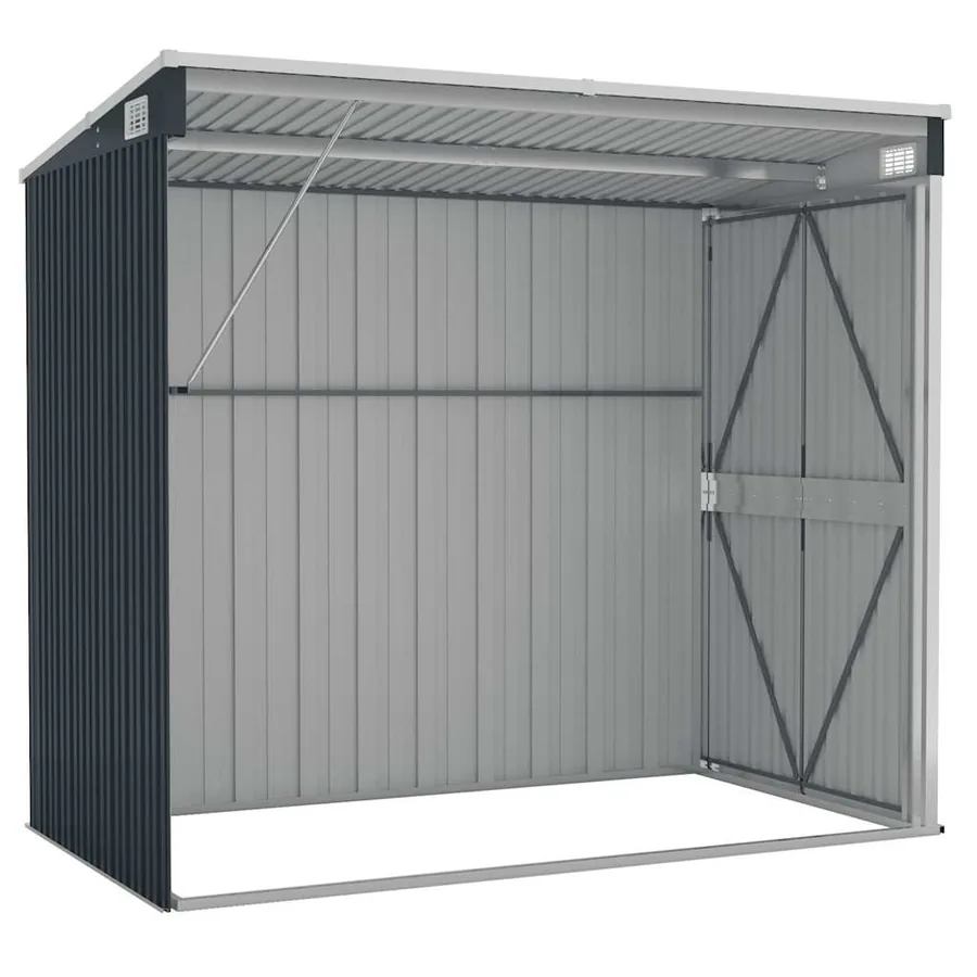Abri de jardin mural Anthracite 118x194x178 cm Métal - 6